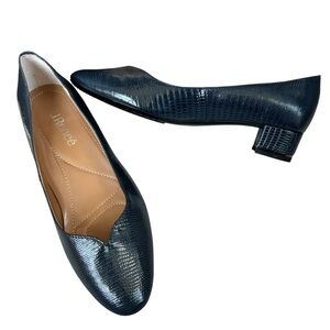 J. Renée Bambalina Women’s Pump Navy Lizard Embossed Low Block Heel Loafers 8.5